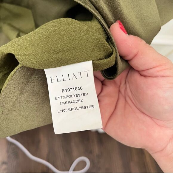 Elliatt Revolve Camo Asymmetric Satin Cocktail Dress Dark Green Size NWT - Picture 14 of 15